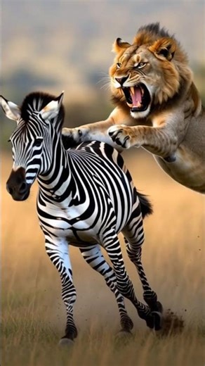 Zebra vs Lion 🦁🦓 | Wild Nature Battle #Shorts