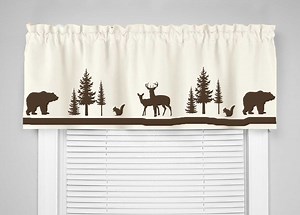 Forest Bear Woods Rustic Primitive Cabin Window Valance Curtain - in Your Choice of Colors Homemade Decor for Lake House, Cabin, Lodge, Camp - Etsy