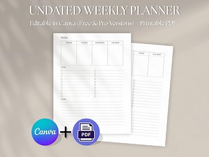 Weekly Planner Pages: Flexible Undated Layout (canva Template & Printable PDF) - Etsy