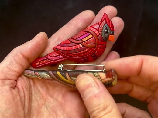 Cardinal Brooch Pin – Male or Female Bird Jewelry – Red Cardinal Gift for Mom or Grandma – Handmade Mosaic Nature Pin - Etsy