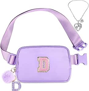 Belt Bag Fanny Pack for Girls - Women Initial Crossbody Bag for Birthday Gifts with Letter Patch Cute Graduation Gifts for Teens Kids Daughter Sister D