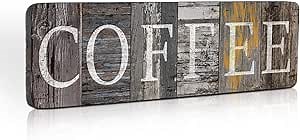Rustic Farmhouse Kitchen Decor Sign Printed Wall Hanging Coffee Bar Plaque by 16x5 inches