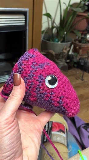 Mosasaurus emerges from the fibers. #crochet #amigirumi #dinosaur #mosasaurus