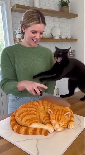 🤣Real Cat FREAKS OUT! | She Cuts a Cat Cake 😂OMG