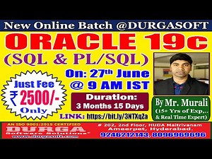 ORACLE 19c Online Training @ DURGASOFT