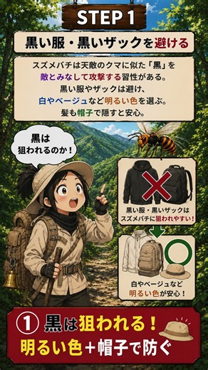 【黒は狙われる】スズメバチに刺されない3つの行動 #スズメバチ #登山注意