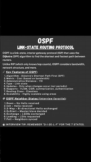 OSPF Explained: Link-State Routing Protocol | Key Features & Neighbor States for Interviews