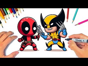 Como COLOREAR a LOBEZNO y DEADPOOL KAWAII | Dibujo FACIL paso a paso | KAWAII Para NIÑOS