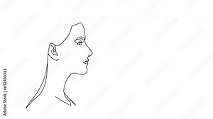 Continuous line beautiful woman line art animation. One line art.