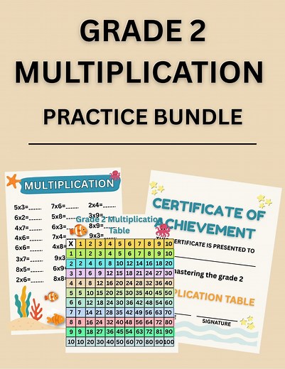 Multiplication Practice Worksheets | Math Bundle for Grade 2 Kids PDF - Etsy
