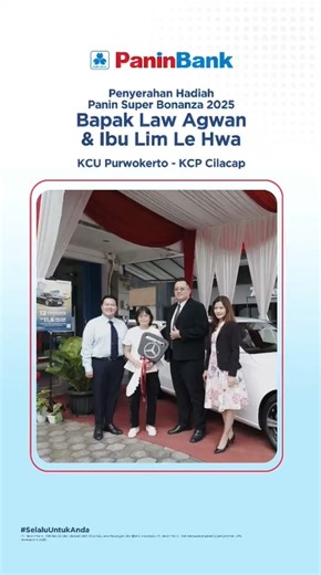 PaninBank on Instagram: "Setelah konsisten menabung selama 10 tahun, Bapak Law Agwan & Ibu Lim Le Hwa telah berhasil memenangkan Grand Prize 1 unit Mercedes-Benz C 200 Avantgarde Line dari program Panin Super Bonanza periode 2! Kisah ini menjadi bukti bahwa setiap usaha pasti akan membuahkan hasil yang memuaskan. Masih ada kesempatan untuk jadi pemenang selanjutnya Panin Super Bonanza periode 3! Pastikan untuk selalu konsisten menabung, pertahankan saldo, dan tingkatkan transaksi untuk perbesar