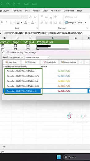 How to Create Progress Bar with Checkbox in Excel?