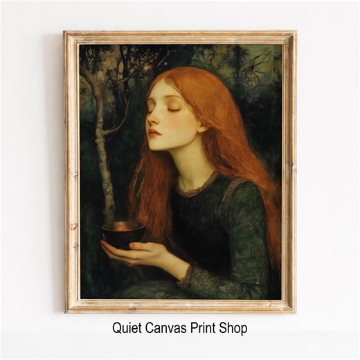 Pre-raphaelite Woman With Cup Printable Wall Art – Moody Romantic Portrait (digital Download) - Etsy