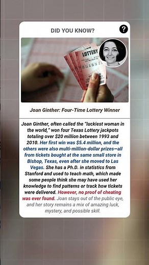 Joan Ginther: Four-Time Lottery Winner | #fact #facts #shorts