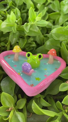 Handmade Fairy Clay Tray with Cute Frog and Snail