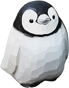 Hand Carved Wooden Penguin Figurine Cute Emperor Penguin Statue Penguin Figurine for Home Office Decor