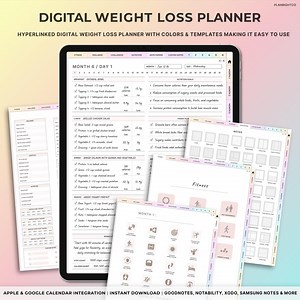 Digital Weight Loss Journal, Weight Track, Digital Planner, iPad Planner, Goodnotes Planner, Fitness Planner, Workout Planner, Meal Planner - Etsy