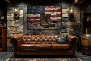 Military Patriotic Wall Art American Flag and Soldier Boots Painting Canvas PRINT, US Army Wall Art, Gift for Veterans Framed Ready to Hang - Etsy