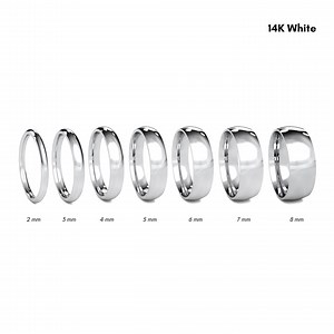 14K White Solid Gold Dome Wedding Band - White Gold Polished Wedding Band - Women's Men's Gold Wedding Band - Comfort Inside Band - Etsy