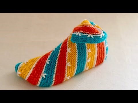 How to Knit Easy Colorful Slippers for Beginners (Step by Step)
