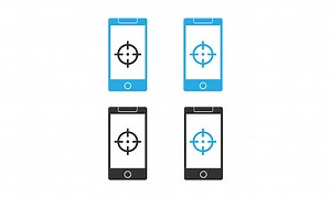 Vector de smartphone con el icono de destino. Concepto de icono...