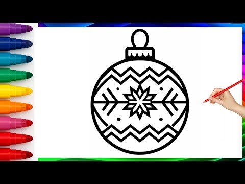 Super Easy Christmas Ball Drawing for Kids | Cute Holiday Coloring Tutorial