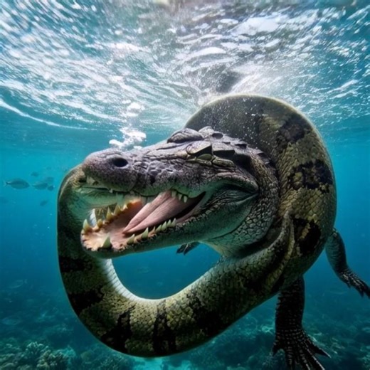 python and crocodile fighting inside a big Ocean #viral #shortvideo