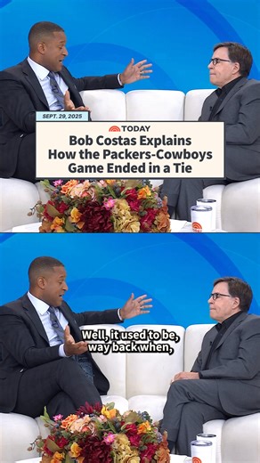 Former NBC Sports sportscaster Bob Costas explains how the Green Bay Packers and Dallas Cowboys were able to finish a Sunday Night Football game tied with a score of 40-40. While the NFL used to play in a "sudden death" overtime, the rules now state that the teams will play until someone has an advantage after subsequent possessions, which did not happen in the night's matchup. | Today Show