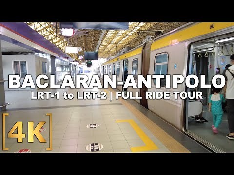 2 Train Rides, Baclaran to Antipolo | LRT-1 to LRT-2 | Cabin View Full Ride Tour | 4K | Philippines