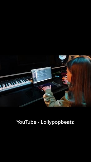 British Girl Making Trap Beats in Studio