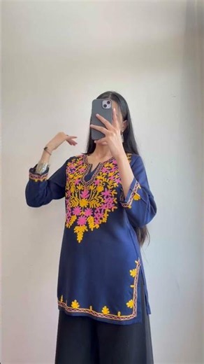 Embroidered / Chikenkari Short kurti ✨ #meesho #shortkurti #chikankari #kurtis #desifit #officewear