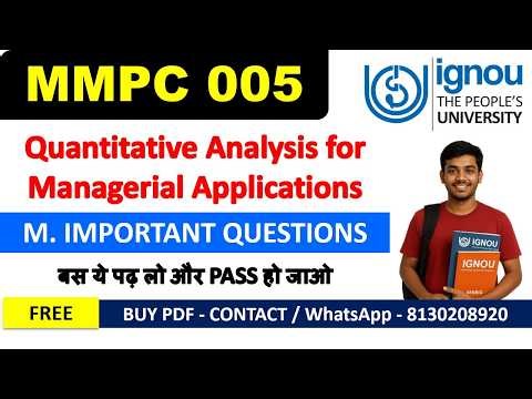 MMPC-005 Most Important Questions with Answers | Quantitative Analysis for Managerial Applications