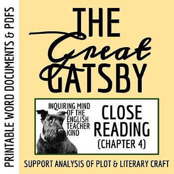 The Great Gatsby Chapter 4 Literary Analysis Worksheet | American Literature