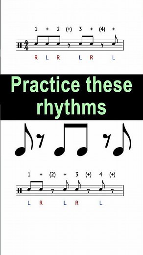 8th note, 8th rest rhythm exercise @ 90 bpm #rhythmpractice #drumlesson