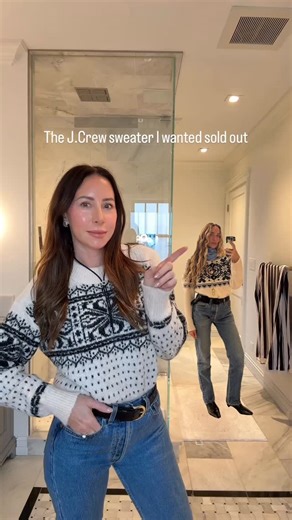 Jillian Stucker | Style over 40 | I wanted this J.Crew sweater, but it sold out — so found this Target one instead and it’s so good! Easy winter outfit, a classic knit I... | Instagram