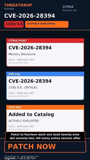 [V3-D] CVE-2026-28394 · NetScaler ADC · Receipts #shorts