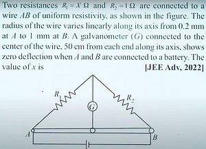 Two resistances R_{1}=X \Omega and R_{2}=1 \Omega are connected... | Filo