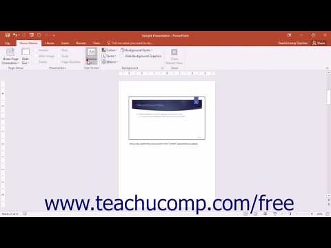 PowerPoint 2016 Tutorial Using the Notes Master Microsoft Training