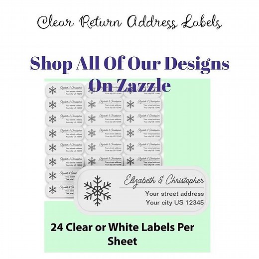 Clear return address labels with snowflake #zazzlemade