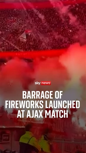 The football club Ajax has apologised after a football match was abandoned because of supporters igniting fireworks #football #Ajax #fireworks | Sky News