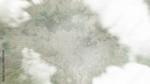 Earth zoom in from space to Addis Ababa, Ethiopia. Followed by zoom out through clouds and atmosphere into space. Satellite view. Travel intro. Images from NASA