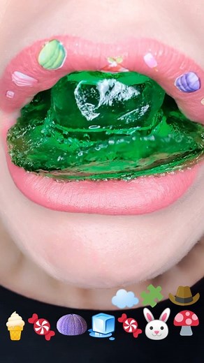 ASMR Satisfying Eating Emoji 🍦🍬🍄 #asmr #emojichallenge #satisfyinglips | Satisfying Lips