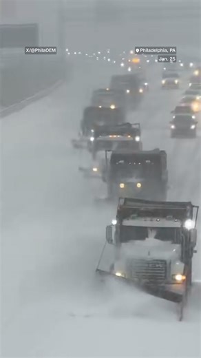 Watch: Cavalcade of snow plows clears road in Philly
