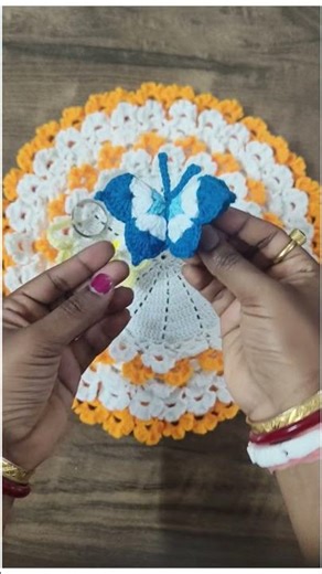 Cute Mini Crochet Butterfly 🦋 | Handmade Yarn Charm #Shorts