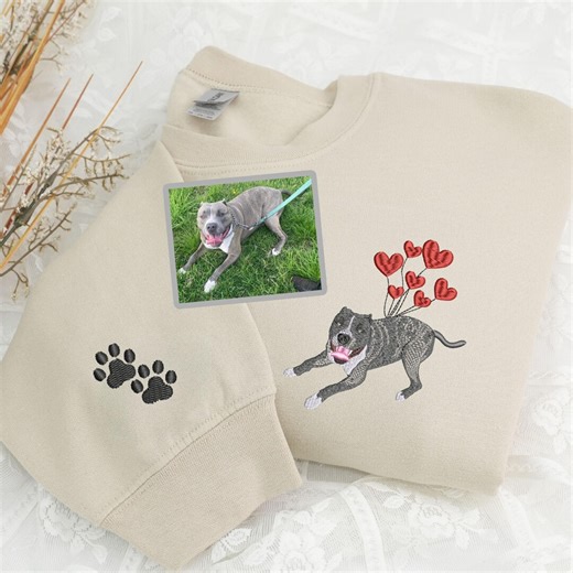 Custom Embroidered Dog Valentine Sweatshirt or Hoodie - Heart Love Hoodie - Personalized Pet on Sweater - Pet Lover Gift for Her - Etsy