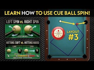 (LAYOUT # 3) Predicting The Cue Ball Path Using Different Spin & Speed! - Billiards / Pool