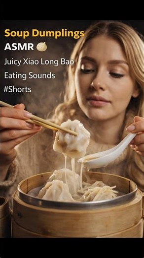 Soup Dumplings ASMR 🥟 | Juicy Xiao Long Bao Eating Sounds #shorts