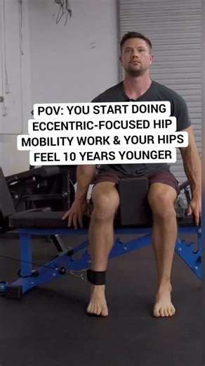 This is a key missing piece to many people’s hip mobility work. There are two primary phases to muscles: Concentric (shortening) actions and eccentric (elongation) actions. It’s common to see concentric hip mobility-focused work where people are doing exercises actively working against resistance to get into a given range of motion. But rarely do we see or train the ability to control the movement PULLING us in a given range. I have found this to be really helpful for improving control of deep r