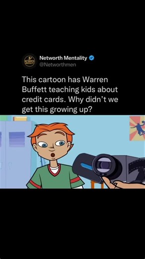 This cartoon is teaching kids how to use credit cards. Like, where was this when I was a kid? Imagine growing up actually learning how credit cards work instead of just getting one and figuring it out the hard way. Interest rates, minimum payments, and fees aren’t exactly intuitive—but they could be if someone taught them early. Instead of diving into adulthood blind, kids could see: – How interest compounds if you don’t pay your balance – Why carrying debt isn’t “normal” – How to use credit res