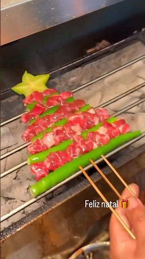 Árvore de espetinho pro seu natal #bbq #comida #comidafacil #churrasco